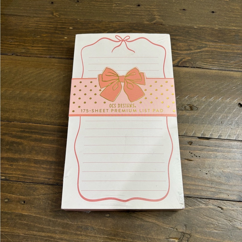 OCS Designs Pink Bow Premium List Pad
